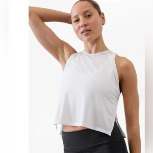 Athleta M Grid Knit Singlet Tank Bright White Medium NWT